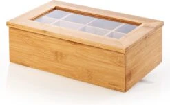 Lumaland Cuisine - Theedoos Van Bamboe - Theebox Met 8 Vakken - Duurzam Decoratief Materiaal - Ca. 28 X 16 X 9 Cm