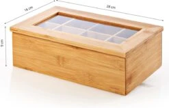 Lumaland Cuisine - Theedoos Van Bamboe - Theebox Met 8 Vakken - Duurzam Decoratief Materiaal - Ca. 28 X 16 X 9 Cm -Koffie Kortings Winkel 1200x770