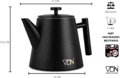 VDN RVS Theepot Dubbelwandig Met Filter - Zwarte Theekan 1 Liter - 902 -Koffie Kortings Winkel 1200x785 1