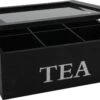 Merkloos Theekist - Zwart - Hout 9-Vaks - Glazen Deksel - Theedoos -Koffie Kortings Winkel 1200x791 2