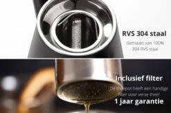 VDN RVS Theepot Dubbelwandig Met Filter - Zwarte Theekan 1 Liter - 902 -Koffie Kortings Winkel 1200x795 2