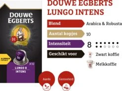 Douwe Egberts Lungo Intens Koffiecups - Intensiteit 8/12 - 10 X 10 Capsules -Koffie Kortings Winkel 1200x894 1