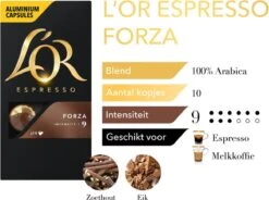 L'OR Espresso Forza Koffiecups - Intensiteit 9/12 - 10 X 10 Capsules 16 L'OR Espresso Forza Koffiecups - Intensiteit 9/12 - 10 X 10 Capsules -Koffie Kortings Winkel 1200x894