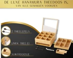 Hanamura Luxe Theedoos 9 Vaks – Lade Voor Losse Thee – Incl. Thee-ei, Theelepels, En Suikerdoos 12 Hanamura Luxe Theedoos 9 Vaks – Lade Voor Losse Thee – Incl. Thee-ei, Theelepels, En Suikerdoos -Koffie Kortings Winkel 1200x958 3
