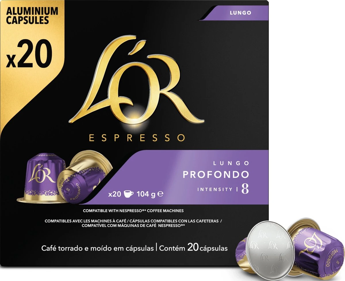 L'OR Lungo Profondo Koffiecups - Intensiteit 8/12 - 10 X 20 Capsules 6 L'OR Lungo Profondo Koffiecups - Intensiteit 8/12 - 10 X 20 Capsules - Afbeelding 4