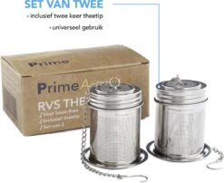 PrimeAmbition - 2 Stuks Theezeef En Theetip Voor Losse Thee - Extra Fijne Filter - Thee Ei Set Met Schoteltje Voor Theezakjes -Koffie Kortings Winkel 1200x980