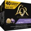 L'OR Lungo Profondo Koffiecups - Intensiteit 8/12 - 4 X 40 Capsules -Koffie Kortings Winkel 1200x984