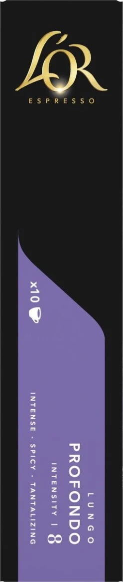 L'OR Lungo Profondo Koffiecups - Intensiteit 8/12 - 10 X 10 Capsules -Koffie Kortings Winkel 255x1200 12