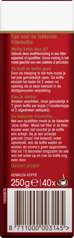 Douwe Egberts Aroma Rood Filterkoffie - 24 X 250 Gram -Koffie Kortings Winkel 373x1200