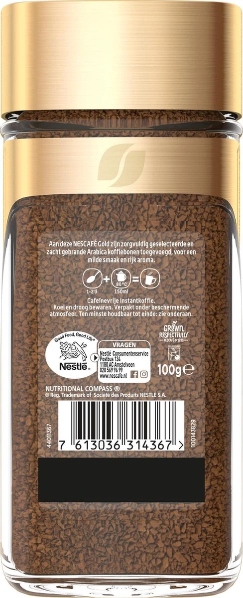 Nescafé Gold Decafé Oploskoffie - 6 Potten à 100 Gram 6 Nescafé Gold Decafé Oploskoffie - 6 Potten à 100 Gram - Afbeelding 4