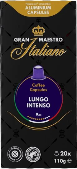 Gran Maestro Italiano - Lungo Intenso - Koffiecups - Nespresso Compatibel Capsules - Krachtige Smaak - 6 X 20 Cups 12 Gran Maestro Italiano - Lungo Intenso - Koffiecups - Nespresso Compatibel Capsules - Krachtige Smaak - 6 X 20 Cups -Koffie Kortings Winkel 550x1200 2