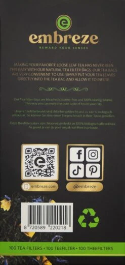 Embreze Theefilter Voor Losse Thee | 100% Chloorvrij | 100 Theefilters -Koffie Kortings Winkel 569x1200 2