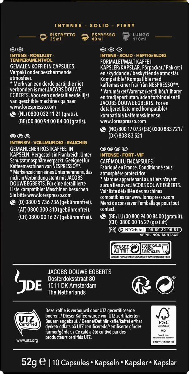 L'OR Espresso Forza Koffiecups - Intensiteit 9/12 - 10 X 10 Capsules 5 L'OR Espresso Forza Koffiecups - Intensiteit 9/12 - 10 X 10 Capsules - Afbeelding 3