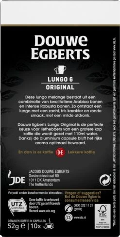 Douwe Egberts Lungo Original Koffiecups - Intensiteit 6/12 - 10 X 10 Capsules -Koffie Kortings Winkel 607x1200 8