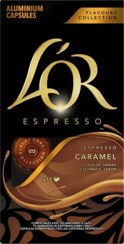 L'OR Espresso Caramel Koffiecups - 10 X 10 Capsules 10 L'OR Espresso Caramel Koffiecups - 10 X 10 Capsules -Koffie Kortings Winkel 611x1200 1