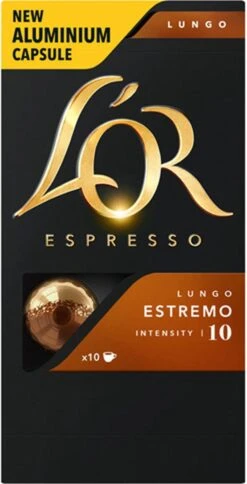 L'OR Lungo Estremo Koffiecups - Intensiteit 10/12 - 10 X 10 Capsules 24 L'OR Lungo Estremo Koffiecups - Intensiteit 10/12 - 10 X 10 Capsules -Koffie Kortings Winkel 612x1200 1