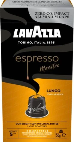 Lavazza Espresso Lungo - Aluminium Nespresso Capsules - 10 Stuks -Koffie Kortings Winkel 627x1200