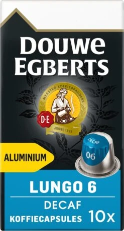 Douwe Egberts Lungo Decaf Koffiecups - Intensiteit 6/12 - 10 X 10 Capsules -Koffie Kortings Winkel 643x1200 2