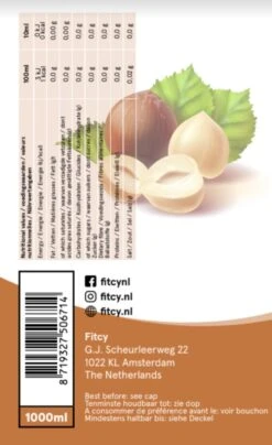 Fitcy | Koffiesiroop | Hazelnoot | Barista Syrup | Zero | Vegan | Vetvrij | Suikervrij | Keto-vriendelijk | Koffie | Siroop | MET DOSEERPOMP | 1L -Koffie Kortings Winkel 734x1200 4