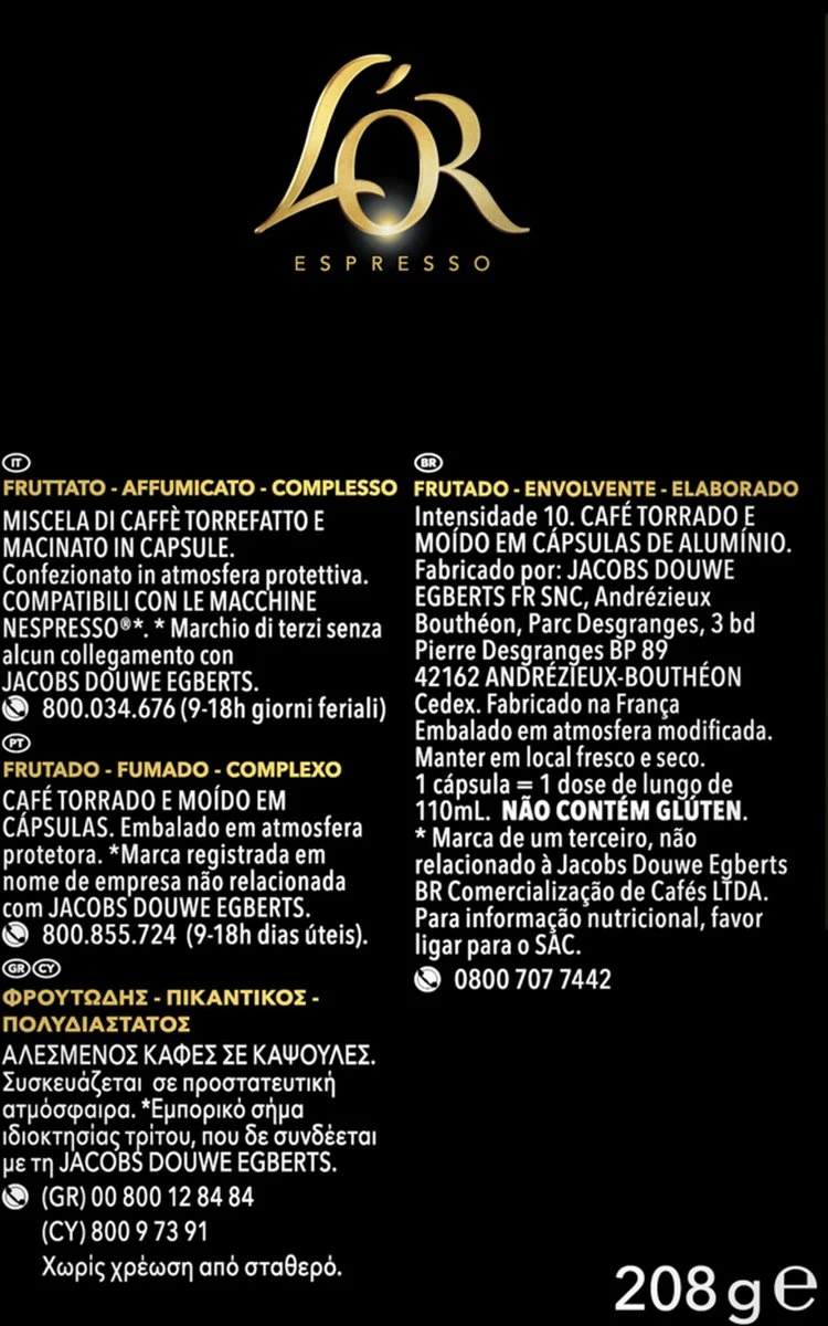 L'OR Lungo Estremo Koffiecups - Intensiteit 10/12 - 4 X 40 Capsules 8 L'OR Lungo Estremo Koffiecups - Intensiteit 10/12 - 4 X 40 Capsules - Afbeelding 6