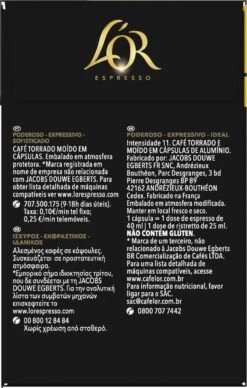 L'OR Espresso Ristretto Koffiecups - Intensiteit 11/12 - 4 X 40 Capsules -Koffie Kortings Winkel 764x1200 1