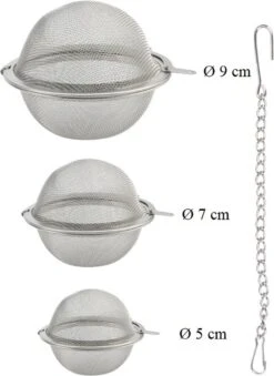 Merkloos Thee Zeef Set 3 Stuks Ø 9 / Ø 7 / Ø 5 - Thee/kruiden Kogel RVS -Thee Ei RVS - Kruiden Zeef/filter RVS -Koffie Kortings Winkel 875x1200 6