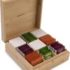 Theedoos Van ZENZYTEA® - Bamboe - Theedoos 9 Vaks - Inclusief 3 Theeblikken Voor Losse Thee - Geschikt Voor Grote & Kleine Theezakjes - Vierkant - Grote Vakken - Luxe Verpakking - Cadeau -Koffie Kortings Winkel 925x1200 1