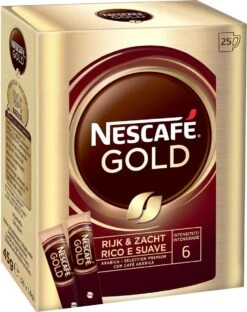 Nescafé Gold Oploskoffie - 6 Doosjes à 25 Zakjes -Koffie Kortings Winkel 949x1200