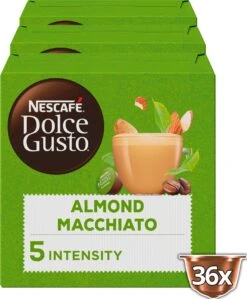Nescafé Dolce Gusto Almond Macchiato Capsules - Vegan Koffie - 36 Koffiecups -Koffie Kortings Winkel 991x1200